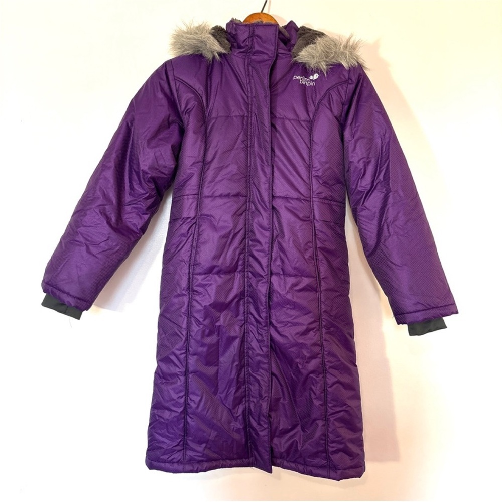 Kids' Long Purple Puffer Coat with Faux Fur Trim by Carter's
